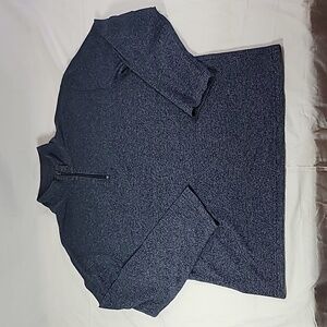 CLAIBORNE Men's Navy Tonal Textured Long Sleeve Quarter-Zip Shirt X-Large